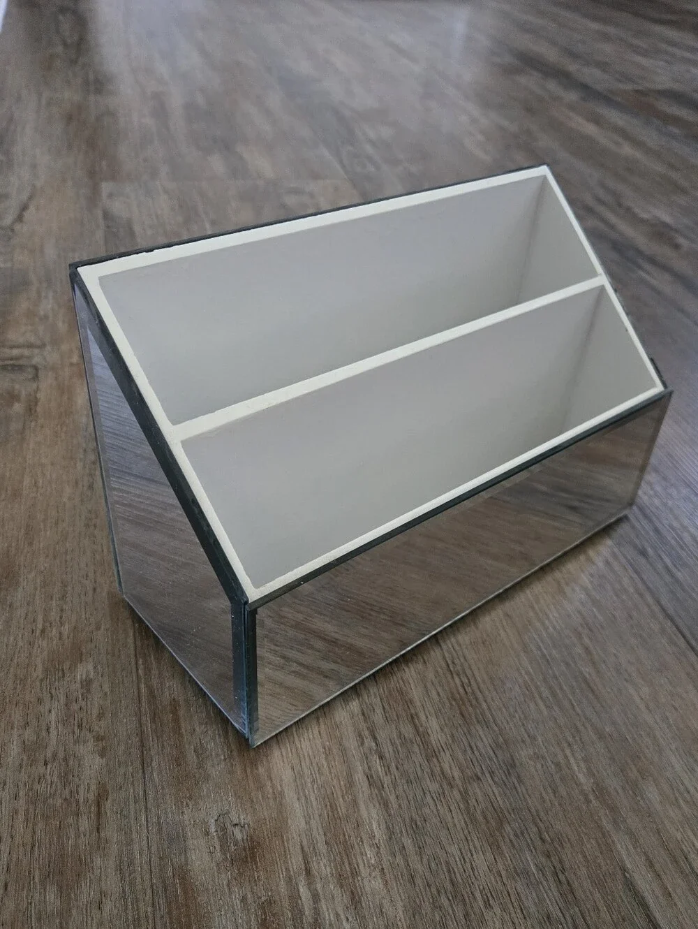 Mirrored Two-Compartment Desk Organizer